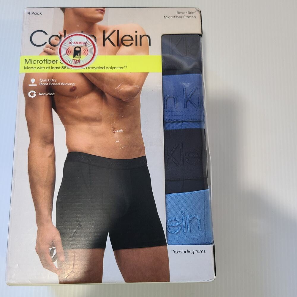 NWT Calvin Klein Men's Boxer Brief Microfiber Stretch Size XL 4 Pack Blue/Black